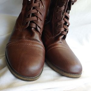 Brown Faux Leather Boots